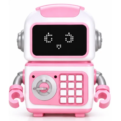 Pusculita interactiva pentru copii Robot Piggy Bank design robot cu ecran luminos