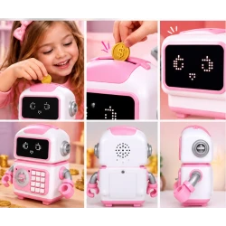 Pusculita interactiva pentru copii Robot Piggy Bank design robot cu ecran luminos