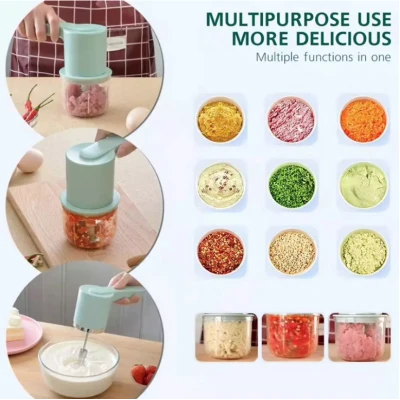 Mini Tocator electric multifunctional 2 in 1 cu teluri interschimbabile 300 ml