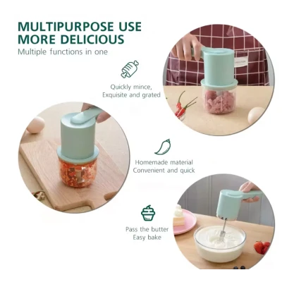 Mini Tocator electric multifunctional 2 in 1 cu teluri interschimbabile 300 ml