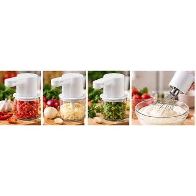 Mini Tocator electric multifunctional 2 in 1 cu teluri interschimbabile 300 ml