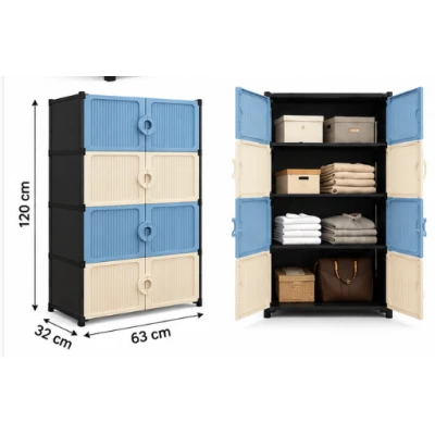 Dulap modular de depozitare cu 8 usi si manere 4 niveluri 63 × 32 × 120 cm