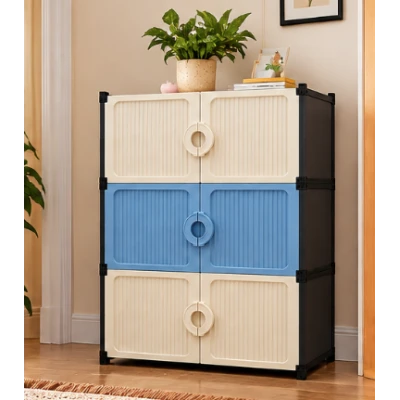 Dulap modular pentru incaltaminte cu 6 usi si manere tip inel 3 niveluri 63 × 32 × 90 cm