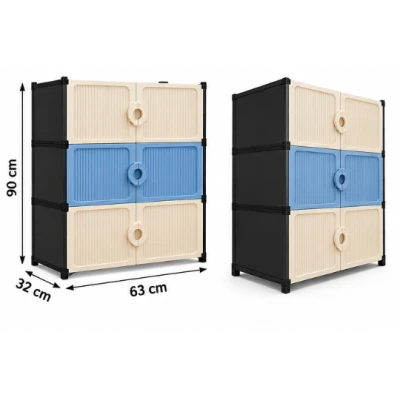 Dulap modular pentru incaltaminte cu 6 usi si manere tip inel 3 niveluri 63 × 32 × 90 cm