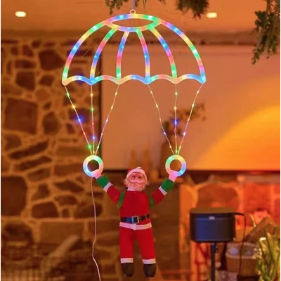 Mos Craciun cu Parasuta Luminoasa MULTICOLORA 40x80 cm pentru Decor Festiv Cod 1500 50C