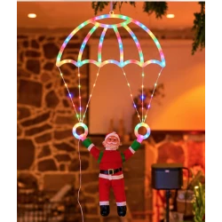 Mos Craciun cu Parasuta Luminoasa MULTICOLORA 40x80 cm pentru Decor Festiv Cod 1500 50C