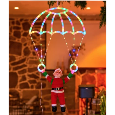 Mos Craciun cu Parasuta Luminoasa MULTICOLORA 40x80 cm pentru Decor Festiv Cod 1500 50C