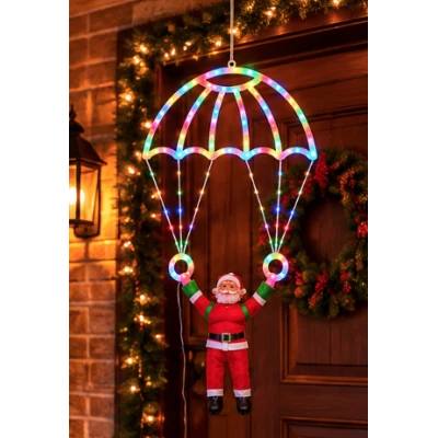 Mos Craciun cu Parasuta Luminoasa MULTICOLORA 40x80 cm pentru Decor Festiv Cod 1500 50C