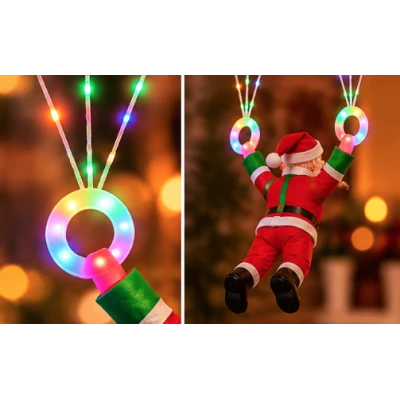 Mos Craciun cu Parasuta Luminoasa MULTICOLORA 40x80 cm pentru Decor Festiv Cod 1500 50C