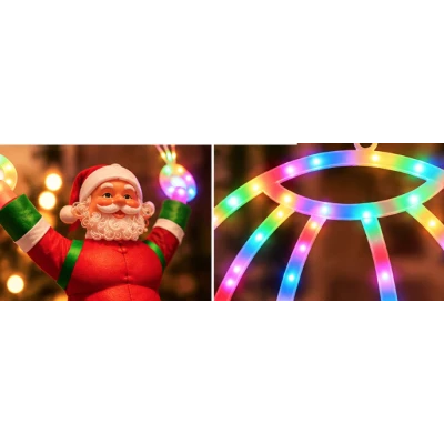 Mos Craciun cu Parasuta Luminoasa MULTICOLORA 40x80 cm pentru Decor Festiv Cod 1500 50C