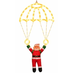 Mos Craciun cu Parasuta Luminoasa ALB CALD 40x80 cm pentru Decor Festiv Cod 1500 50G