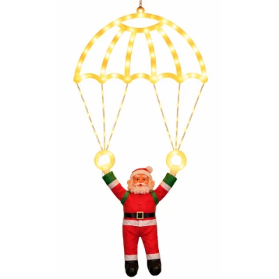 Mos Craciun cu Parasuta Luminoasa ALB CALD 40x80 cm pentru Decor Festiv Cod 1500 50G