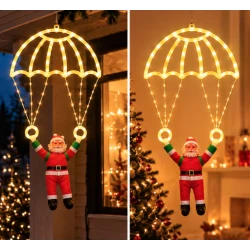Mos Craciun cu Parasuta Luminoasa ALB CALD 40x80 cm pentru Decor Festiv Cod 1500 50G