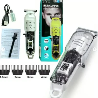 Trimer de Tuns Profesional Hair Clipper HLS T08 reincarcabil USB Display LED 4 Piepteni
