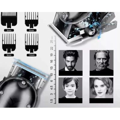 Trimer de Tuns Profesional Hair Clipper HLS T08 reincarcabil USB Display LED 4 Piepteni