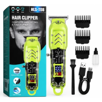 Trimer de Tuns Profesional Hair Clipper HLS T08 reincarcabil USB Display LED 4 Piepteni