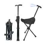 Baston Multifunctional Pliabil cu Scaun Integrat lanterna LED si maner ergonomic pentru Sprijin si Odihna
