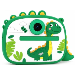 Aparat Foto Instant pentru Copii Model DINOZAUR VERDE cu Imprimare Foto