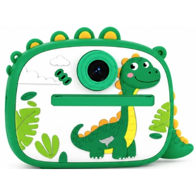Aparat Foto Instant pentru Copii Model DINOZAUR VERDE cu Imprimare Foto