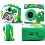 Aparat Foto Instant pentru Copii Model DINOZAUR VERDE cu Imprimare Foto