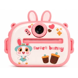 Aparat Foto Instant IEPURAS pentru Copii Sweet Bunny ROZ cu Imprimare Termica