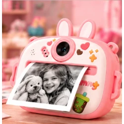 Aparat Foto Instant IEPURAS pentru Copii Sweet Bunny ROZ cu Imprimare Termica