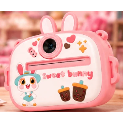Aparat Foto Instant IEPURAS pentru Copii Sweet Bunny ROZ cu Imprimare Termica