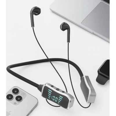 Casti Bluetooth Wireless KL 50 cu Banda Flexibila Ecran LED sport