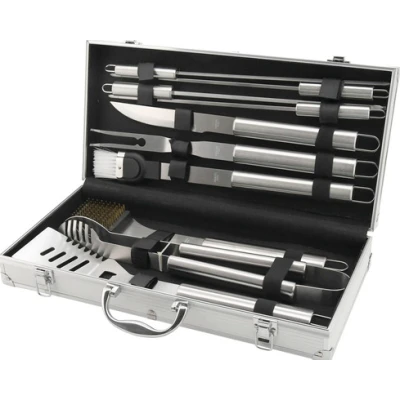Set 11 Ustensile pentru Gratar din Inox cu Valiza Eleganta pentru Depozitare