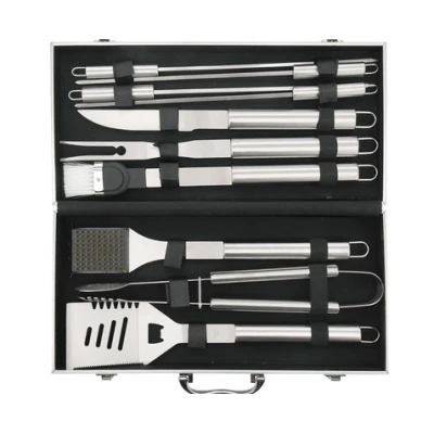 Set 11 Ustensile pentru Gratar din Inox cu Valiza Eleganta pentru Depozitare