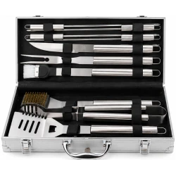 Set 11 Ustensile pentru Gratar din Inox cu Valiza Eleganta pentru Depozitare
