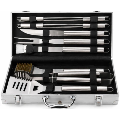 Set 11 Ustensile pentru Gratar din Inox cu Valiza Eleganta pentru Depozitare