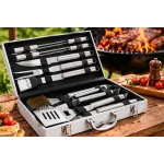 Set 11 Ustensile pentru Gratar din Inox cu Valiza Eleganta pentru Depozitare