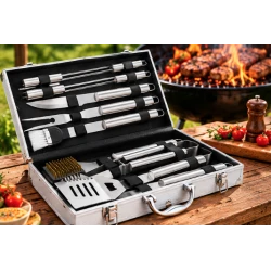 Set 11 Ustensile pentru Gratar din Inox cu Valiza Eleganta pentru Depozitare