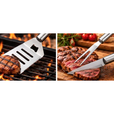 Set 11 Ustensile pentru Gratar din Inox cu Valiza Eleganta pentru Depozitare