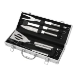 Set 5 Ustensile pentru Gratar din Inox cu Valiza de Depozitare din Aluminiu
