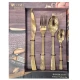 Set de 24 tacamuri din otel inoxidabil finisaj AURIU CU MODEL pentru 6 persoane