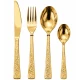 Set de 24 tacamuri din otel inoxidabil finisaj AURIU CU MODEL pentru 6 persoane