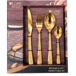 Set de 24 tacamuri din otel inoxidabil finisaj AURIU CU MODEL pentru 6 persoane