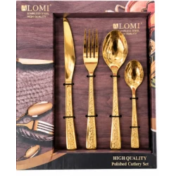 Set de 24 tacamuri din otel inoxidabil finisaj AURIU CU MODEL pentru 6 persoane