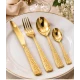 Set de 24 tacamuri din otel inoxidabil finisaj AURIU CU MODEL pentru 6 persoane