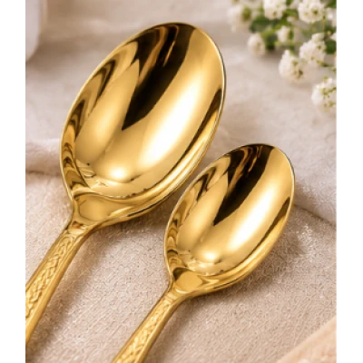 Set de 24 tacamuri din otel inoxidabil finisaj AURIU CU MODEL pentru 6 persoane