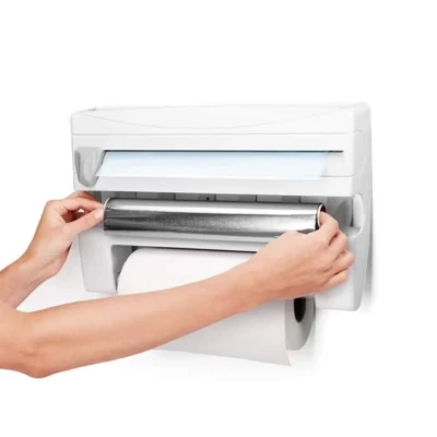 Suport de perete multifunctional 3 in 1 pentru folie alimentara folie de aluminiu si rola de hartie