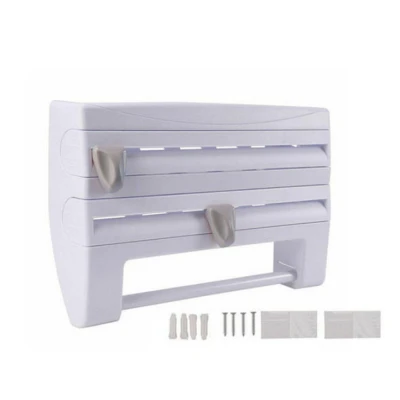 Suport de perete multifunctional 3 in 1 pentru folie alimentara folie de aluminiu si rola de hartie