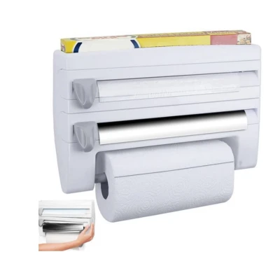 Suport de perete multifunctional 3 in 1 pentru folie alimentara folie de aluminiu si rola de hartie