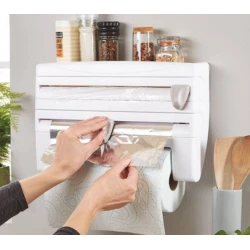 Suport de perete multifunctional 3 in 1 pentru folie alimentara folie de aluminiu si rola de hartie