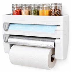Suport de perete multifunctional 3 in 1 pentru folie alimentara folie de aluminiu si rola de hartie