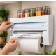 Suport de perete multifunctional 3 in 1 pentru folie alimentara folie de aluminiu si rola de hartie