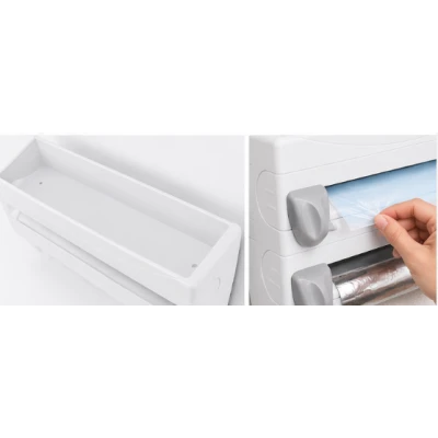 Suport de perete multifunctional 3 in 1 pentru folie alimentara folie de aluminiu si rola de hartie