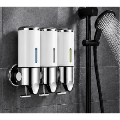 Dispenser de sapun 3 IN 1 montat pe perete set dispenser gel de dus sampon balsam ABS pentru baie si bucatarie
